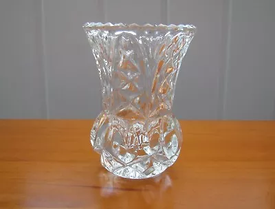 Buy Vintage Crystal Cut Glass Vase Heavy Base 9.5 Cm Tall Excellent Condition • 6.99£