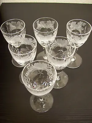 Buy 6 X STUNNING ROYAL BRIERLEY CRYSTAL HONEYSUCKLE SHERRY PORT WINE GLASSES Signed • 59.99£