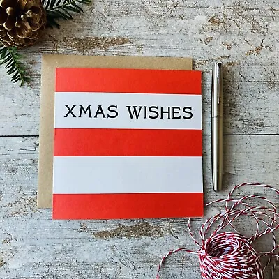 Buy Cornishware Inspired Christmas Card - XMAS WISHES • 3£