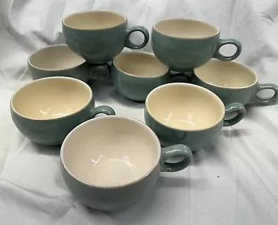 Buy 8 Vintage Denby Manor Green Stoneware Tea Cups • 17.75£