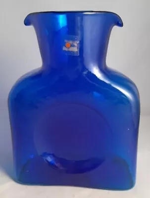 Buy Blenko Cobalt Blue Art Glass Double Spout Water Jug Bottle Carafe • 41.68£