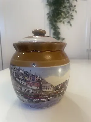 Buy Vintage CORNISHWARE Lidded Storage Jar Presingoll Pottery Fishing Scene  • 23.60£