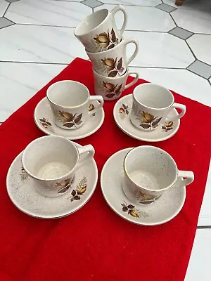 Buy Set Of 7 Kernewek Cornwall Pottery Autumn Rose Tea Coffee Cups & 4 Saucers • 12£