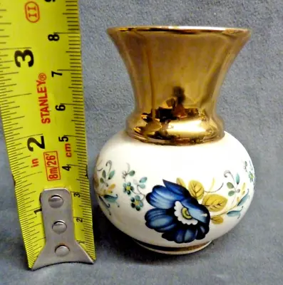 Buy Lovely 60s Bud Posy Vase Prinknash Pottery Pure 22 Carat Gold Top Flower Design • 1£