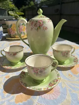 Buy Vintage 1950 Royal Winton Grimwades Apple Blossom Green Floral Teapot Cup Set  • 29.99£