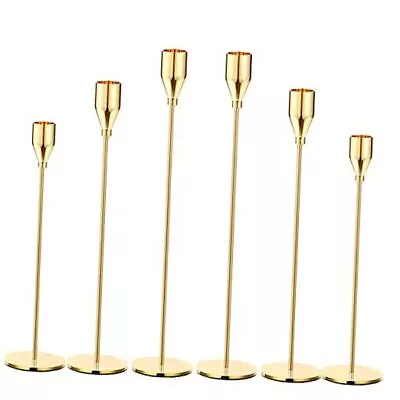 Buy 6Pcs Lemon Candle Holders,Set Of 6 Tall Taper Candlestick Fit 3/4  Thick Gold • 48.86£