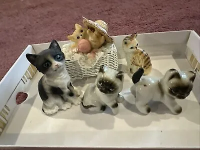 Buy Set Of 5 Vintage Bone China Kittens Cat Group Ornaments Different Poses • 23.72£