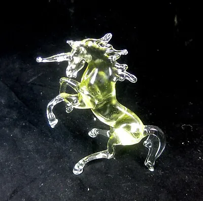 Buy Glass Animal Figurine Unicorn Horse Clear Ornament Hand Blown Murano Style  3.8  • 24.59£
