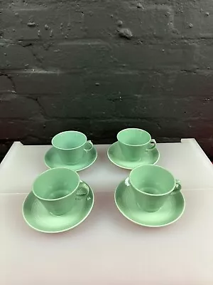 Buy 4 X Woods Ware Ware Beryl Green Teacups And Saucers Set • 19.99£