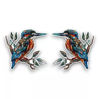 Buy 2x Small Kingfisher Bird Stained Glass Design Opaque Vinyl Sticker Decals • 2.59£