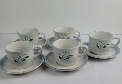 Buy Yamaka Fascino China Saucer Cup Sets 5 Plates & 5 Tea Blue White • 24.52£