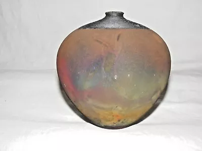 Buy Studio Pottery Simon Rich Wood Fired Bulbous Pot / Vase Gorgeous Flame Colours • 69.99£