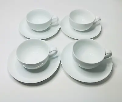 Buy Waitrose White 4 Cups & Saucers Set Tea Coffee Cappuccino China Ceramic 200ml • 14.95£