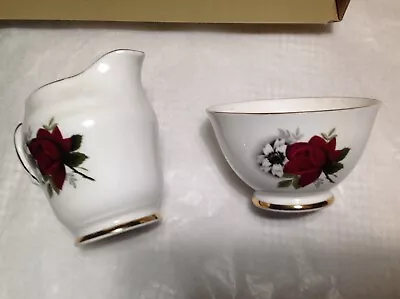 Buy Set Vintage England  DELPHINE BONE  China Mini Creamer & Open Sugar Bowl Rose • 11.38£