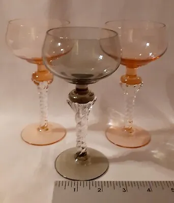 Buy 3 Vintage Retro Hock Wine Glasses In Excellent Condition  • 12£