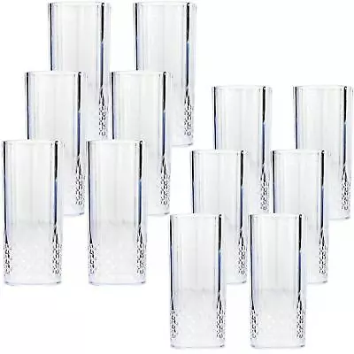 Buy 12x Crystal Effect Reusable Highball Drink Glasses Vintage Clear Plastic Acrylic • 15.65£