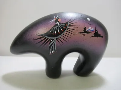 Buy Navajo Native American Art Pottery Hand Painted Purple Spirit Bear 5 1/4  Long • 3.79£