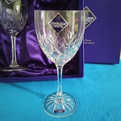 Buy Vintage Edinburgh Crystal Tay Pattern Wine Glass, Set Of 2 New In Box • 472.28£