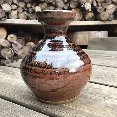 Buy Vintage Barry Huggett Truro Cornwall Studio Pottery Tenmoku Glaze Vase • 18.70£