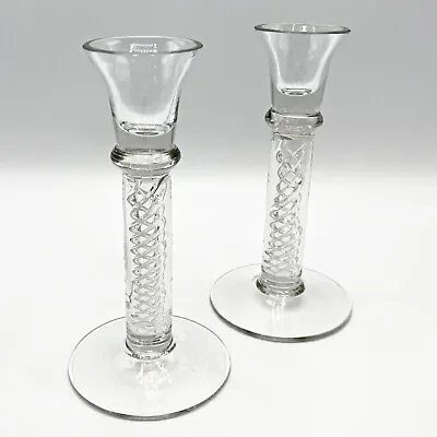 Buy KOSTA BODA Vintage Set Of 2 Air Twist Helix Hand Blown Glass Candlesticks • 66.30£