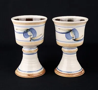 Buy Two Vintage Glynn Ward Birkenhead Park Studio Pottery Goblets 13cm 5  • 16£