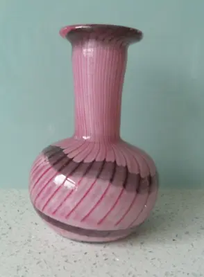 Buy Mtarfa Maltese Glass Vase Pink Swirl 14cm Good Condition Signed • 14.99£