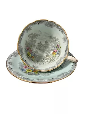 Buy Aynsley Queen's Garden Teacup And Saucer Set 7614 England Bone China • 48.21£