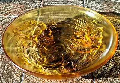 Buy French Verlys Art Deco Amber Glass Daffodil Bowl 20th Century Antique Vintage • 110£
