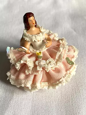 Buy Dresden Capodimonte Lace Porcelain Figurine Lady Seated With A Fan • 65£