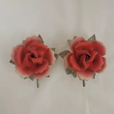 Buy 2 X Capodimonte Porcelain Garden Rose Ornament • 9.99£
