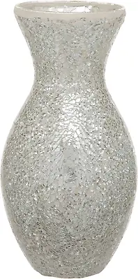 Buy Tall Silver Crackled Glass Mosaic Vase, Gift, Home Decoration, 28Cm / 11-Inches • 30.21£