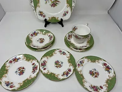 Buy Paragon  Rockingham Green 5x Tea Plates 3x Saucers, Cake Plate & Cup • 25£
