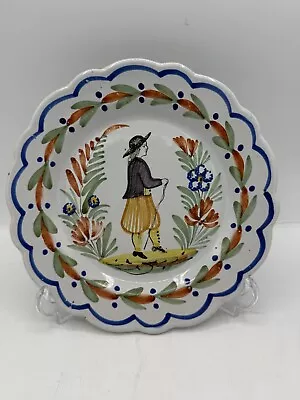 Buy HR Quimper  Breton French Faience Scalloped Plate • 18£