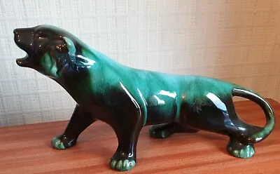 Buy Beautiful Canadian Blue Mountain Pottery Tiger Figurine Green Glaze 10  X 5.5  • 12£