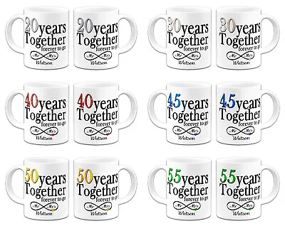 Buy Personalised Pair Of Mr & Mrs Years Forever To Go (1st-70th) Novelty Gift Mugs • 12.99£