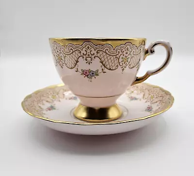 Buy Tuscan Fine English Bone China Tea Cup And Saucer Pink Gold Lace & Floral • 23.67£