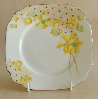 Buy Royal Standard England 6.25” Squared Plate Bone China Yellow Flowers Red Dots • 5£