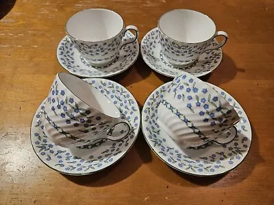 Buy Aynsley Bone China 'Forget Me Not' 4x Tea Cup Saucer • 19£