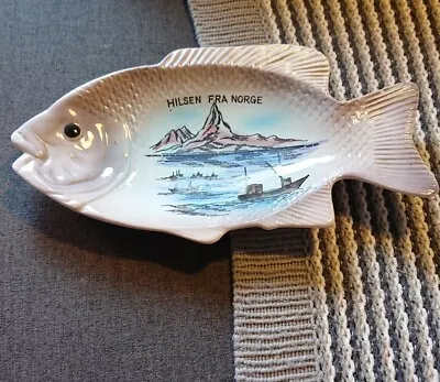 Buy Vintage Hilsen Fra Norge Norwegian Decorative Wall Hanging Fish Plate • 11£