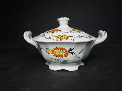 Buy Alfred Meakin Chatham - Sweet Lidded Hand Painted Orange Flowers Sugar Bowl • 14.99£