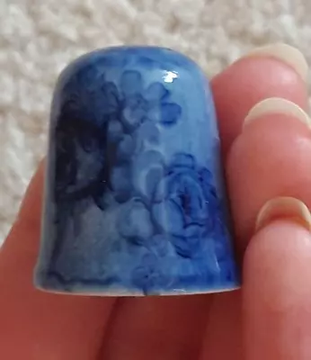 Buy Old STAFFORDSHIRE Blue Floral Rose Pattern China Sewing Thimble Collectable • 14.99£