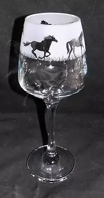 Buy New 'HORSE' Hand Etched Large Wine Glass With Gift Box - Unique Gift! • 13.99£