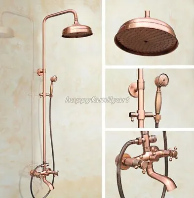 Buy Antique Red Copper Bathroom Rain Shower Head Faucet Set Bathtub Mixer Tap Yrg511 • 149.99£