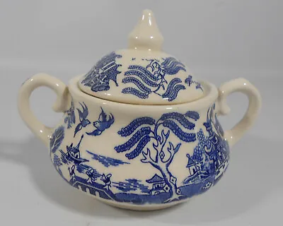 Buy Vintage English Ironstone Tableware Ltd. Old Willow Pattern Lidded Sugar Bowl • 10£