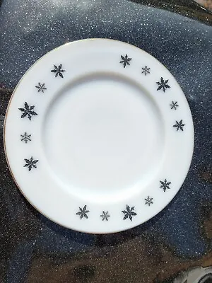 Buy Vintage Retro Black Snowflakes JAJ Pyrex Gaiety 21.5cm Salad Dessert Plate • 3.50£