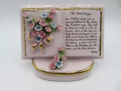 Buy Vtg  Lefton  The Lord's Prayer  Pink Repose' Posey Wall Pocket Vase Planter 50's • 8.53£