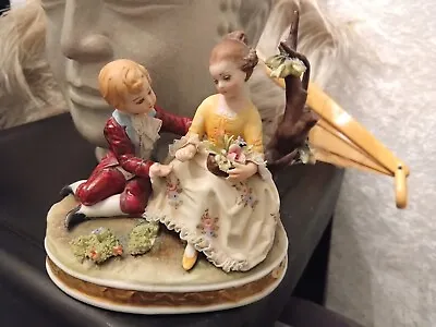 Buy A Stunning Vintage Capodimonte Boy & Girl In A Bower Figurine • 39.99£