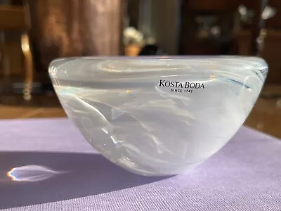 Buy KOSTA BODA White Swirl Scandinavian Art Glass Votive ATOLL Anna Ehrner • 17.01£
