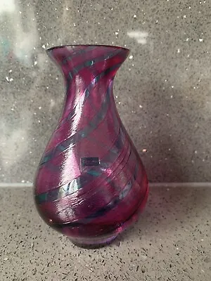 Buy CAITHNESS Scotland HANDMADE HEAVY CRANBERRY SPIRAL GLASS VASE - 14.5cm - 580g • 9.99£