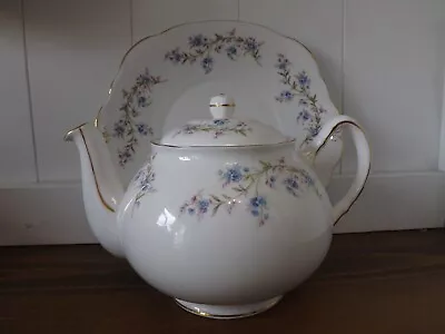 Buy Pretty Vintage Duchess Bone China Tranquility Forget Me Nots Teapot & Cake Plate • 4.99£